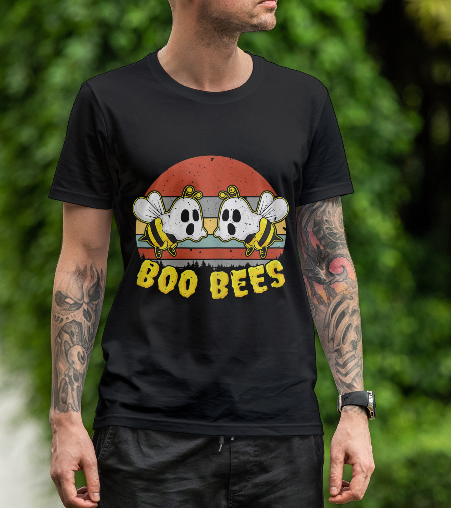 Boo Bees Retro Ghostly Bees Halloween Humor T-Shirt