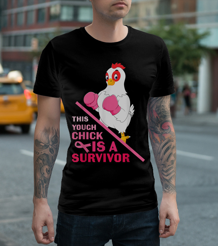 This Tough Chick Is A Survivor Breast Cancer Pink T-Shirt