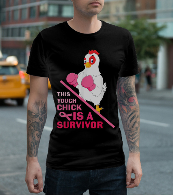 This Tough Chick Is A Survivor Breast Cancer Pink T-Shirt