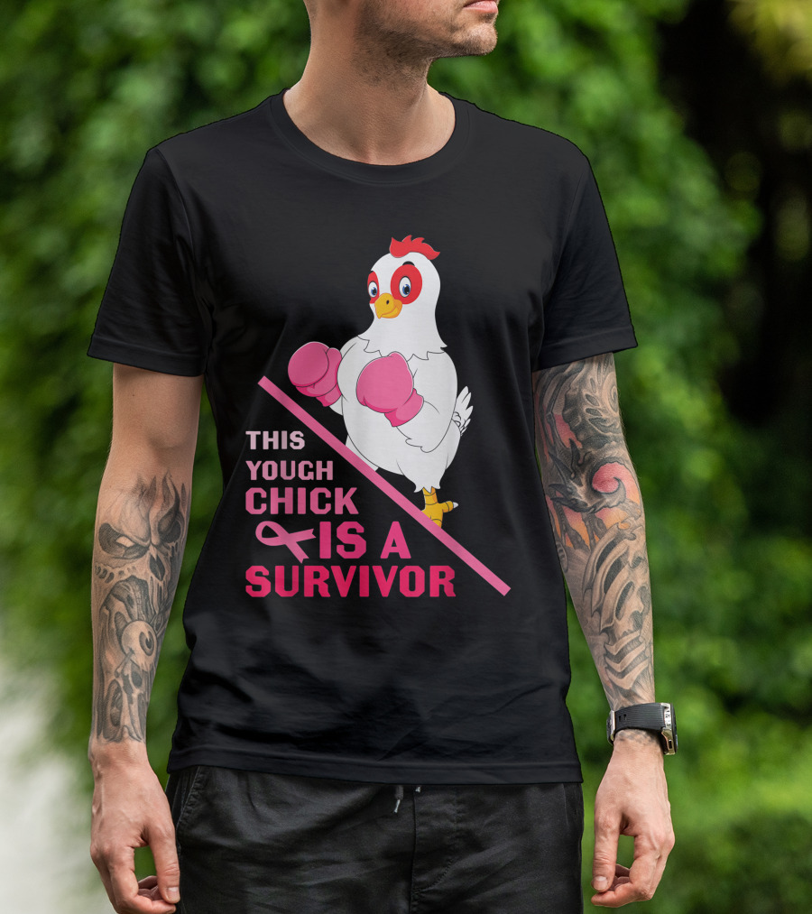 This Tough Chick Is A Survivor Breast Cancer Pink T-Shirt