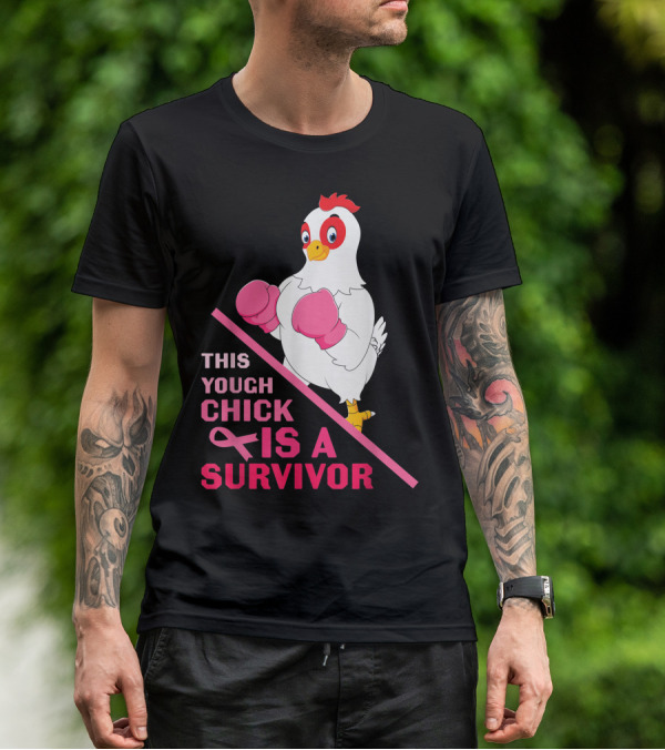 This Tough Chick Is A Survivor Breast Cancer Pink T-Shirt