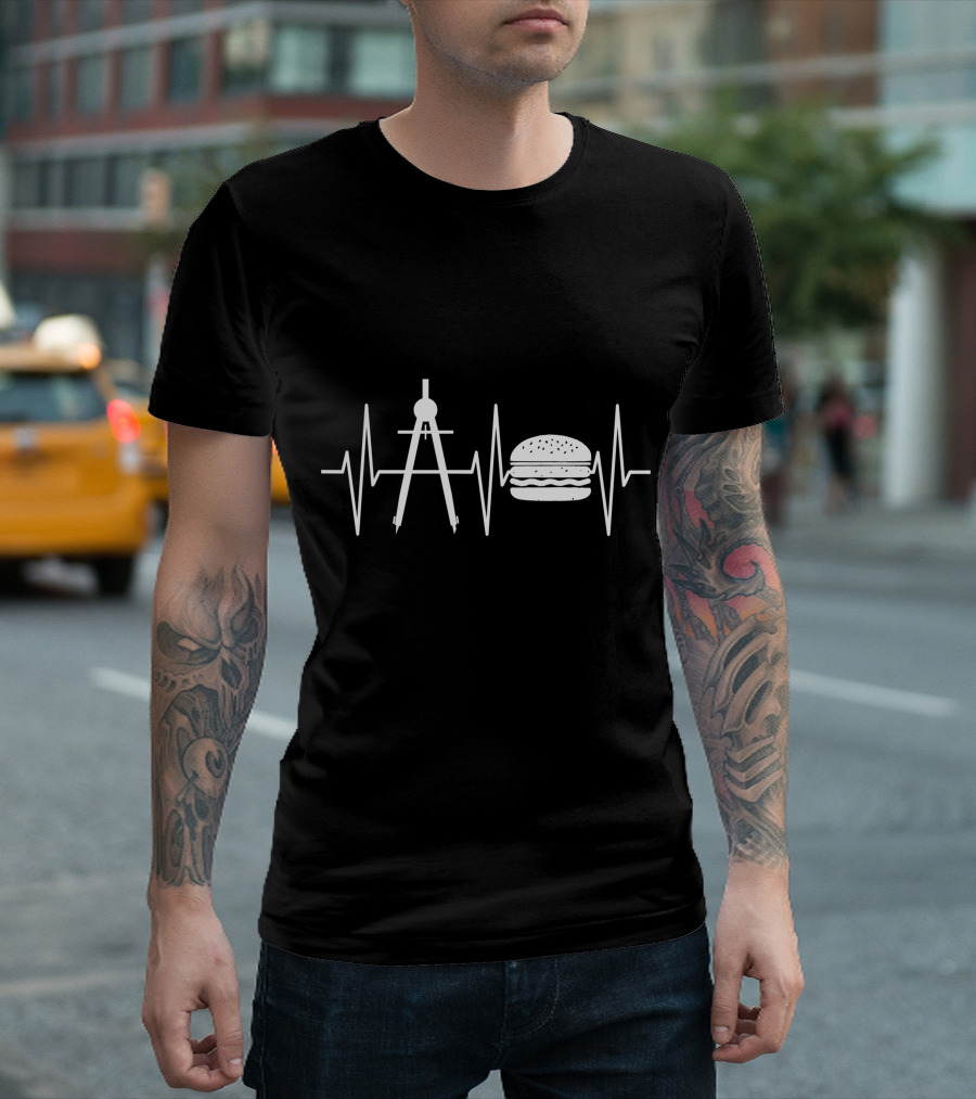 Burger Lover Heartbeat Compass T-Shirt