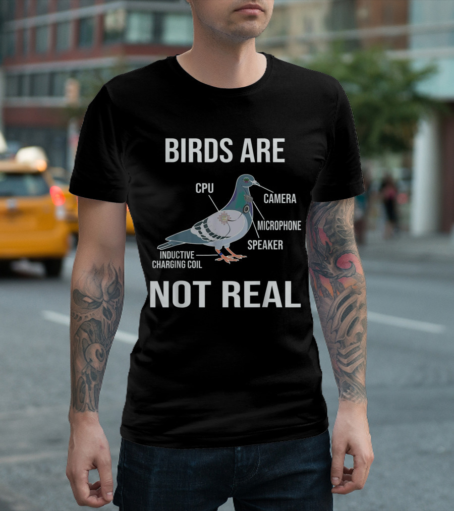 BIRDS ARE NOT REAL CPU CAMERA MICROPHONE SPEAKER INDUCTIVE CHARGING COIL T-Shirt