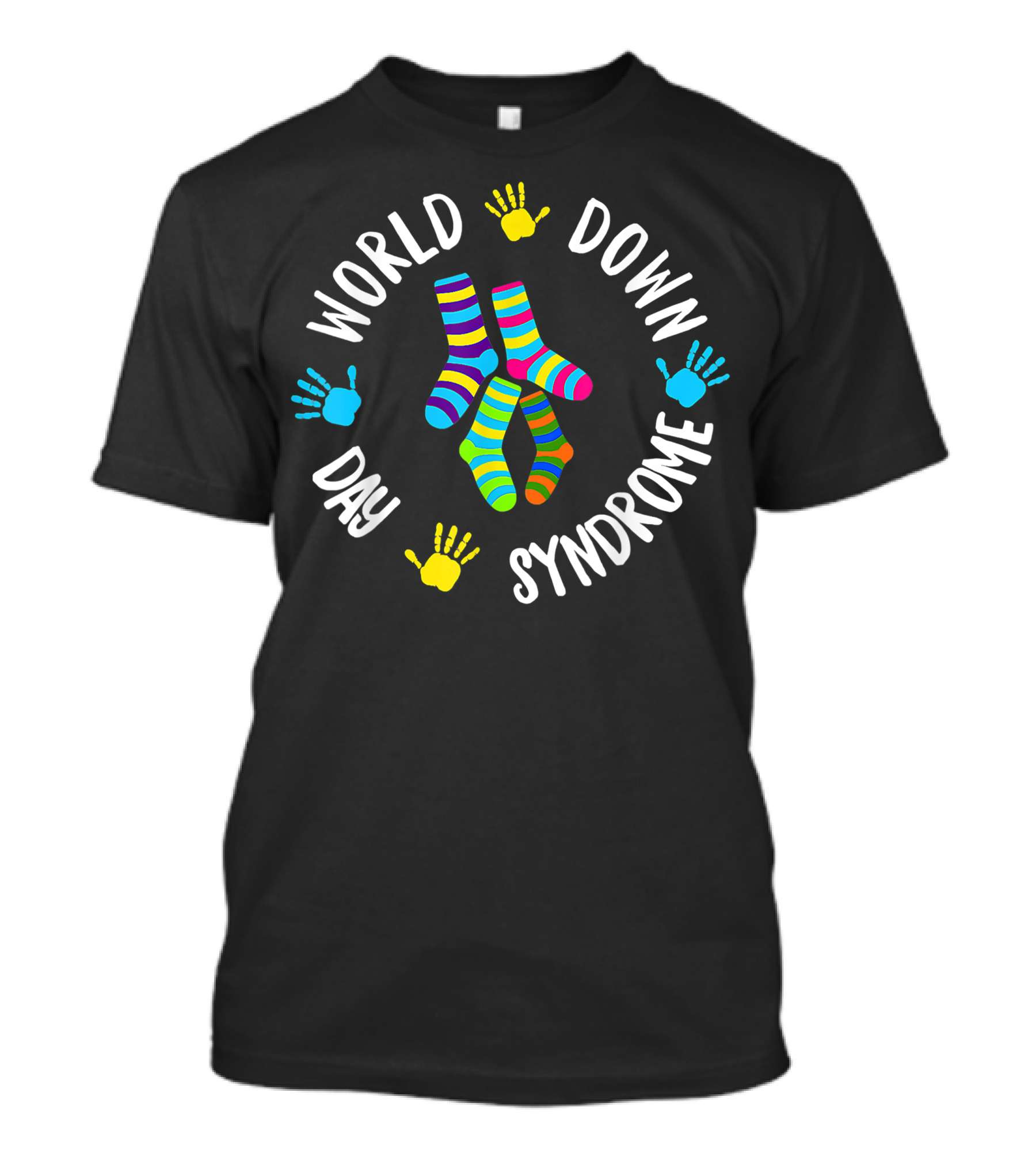 World Down Syndrome Day Socks Awareness With Colorful Handprints T-Shirt