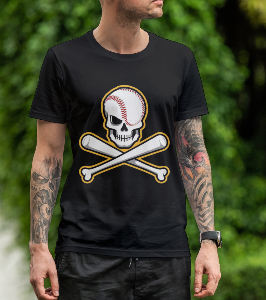 Skull Baseball Bat Crossbones Sports T-Shirt