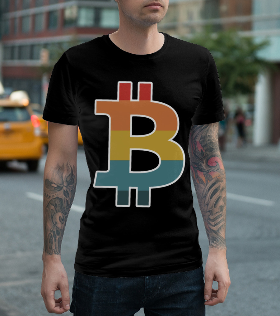 Bitcoin Retro Vintage Stripes T-Shirt