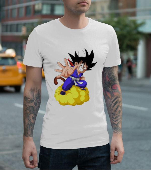 Goku Kid Riding Flying Nimbus Dragon Ball Classic Image T-Shirt
