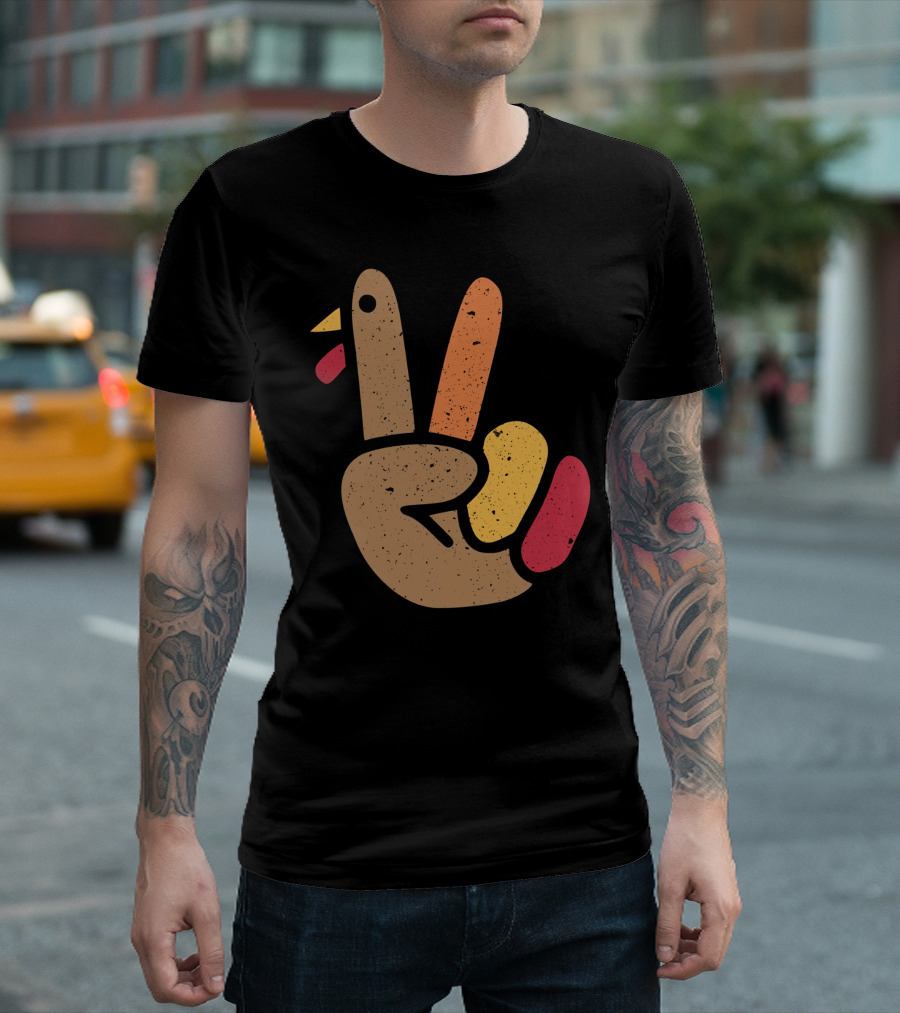 Peace Turkey Hand Cool Thanksgiving T-Shirt
