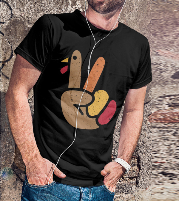 Peace Turkey Hand Cool Thanksgiving T-Shirt