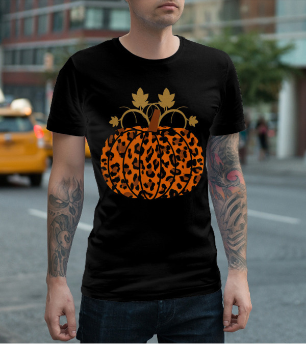 Pumpkin Leopard Halloween Fall Autumn T-Shirt