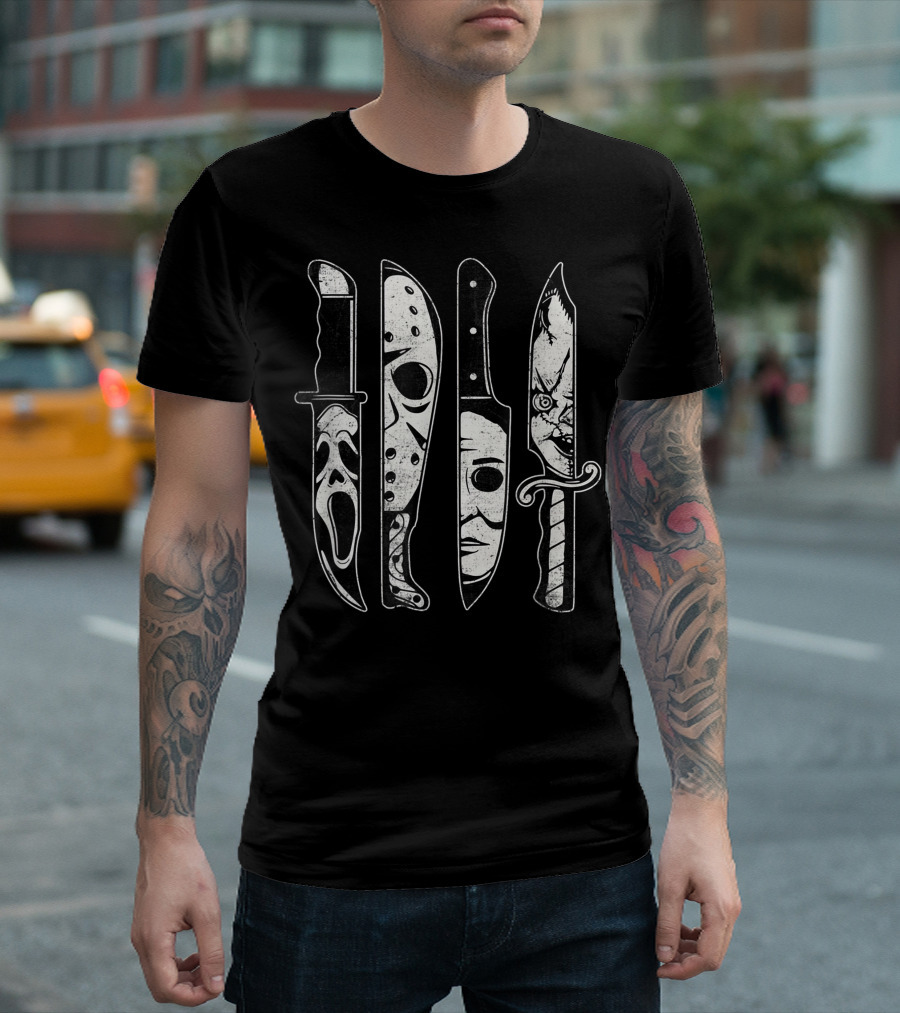 Scary Horror Movies Halloween Icons Scream Jason Michael Pennywise T-Shirt