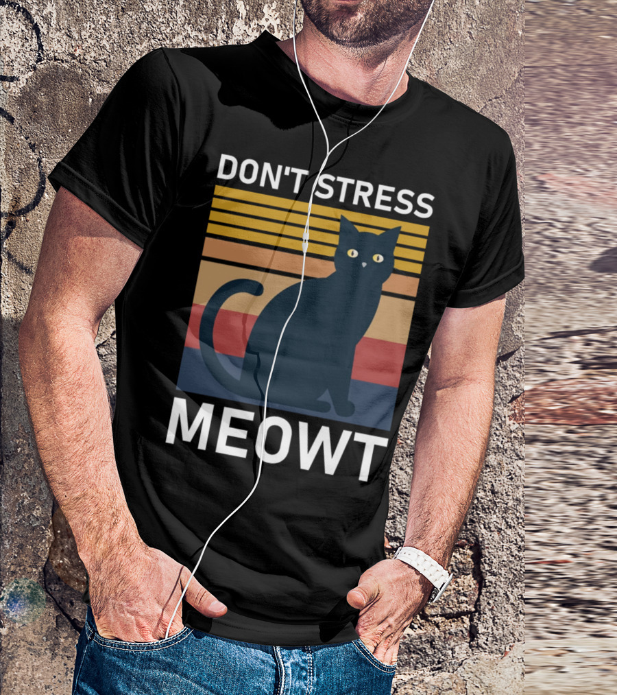 Don't Stress Meowt Retro Striped Cat T-Shirt