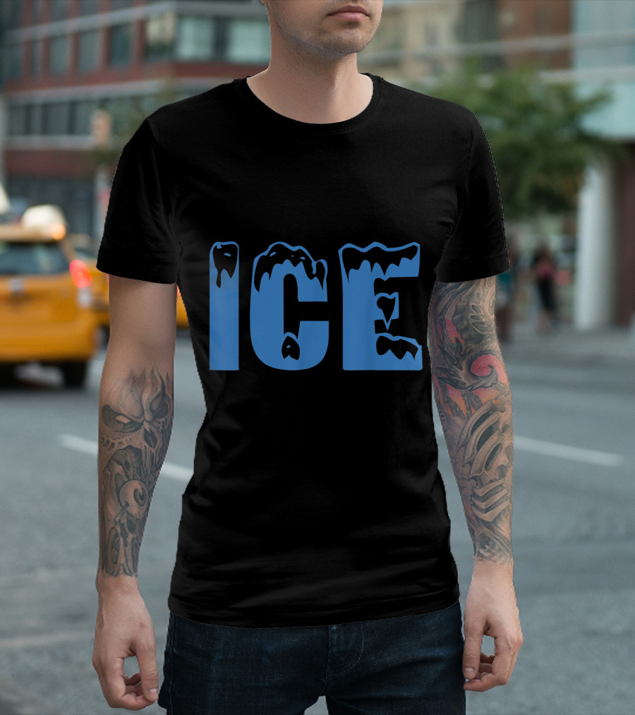 Fire And Ice Frozen Lettering T-Shirt
