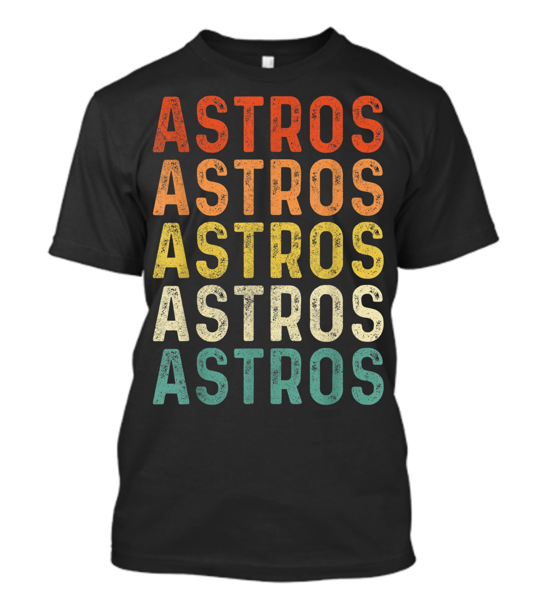 Astros Retro Multicolor Vintage Style Repeated Text T-Shirt