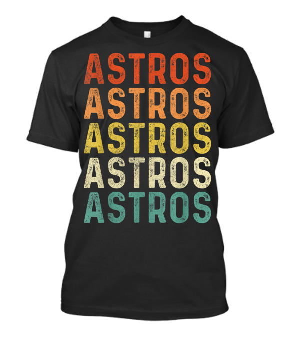Astros Retro Multicolor Vintage Style Repeated Text T-Shirt
