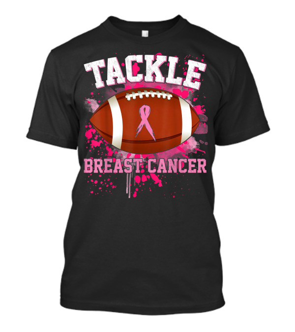 Tackle Breast Cancer Football Pink Ribbon Awareness T-Shirt