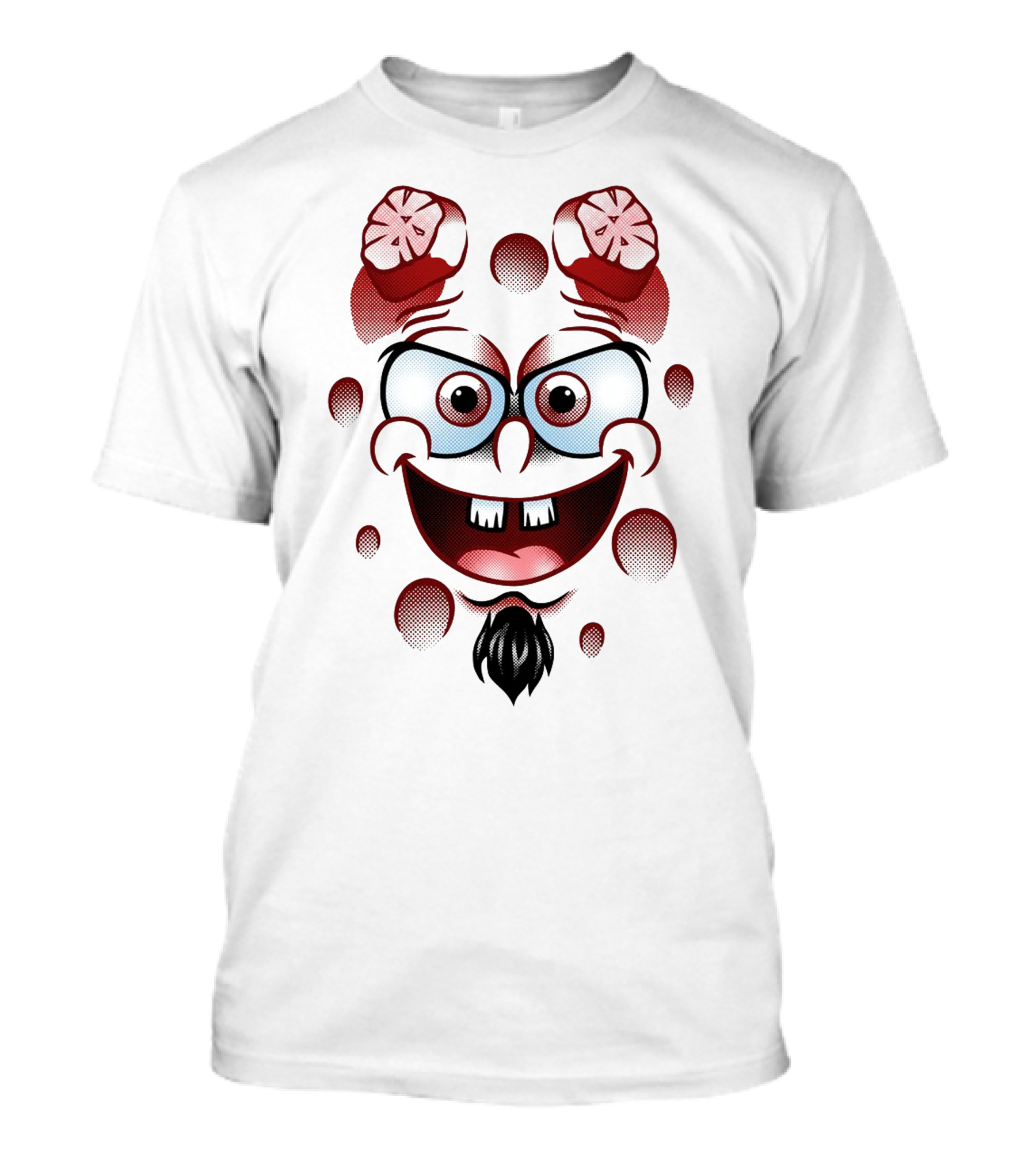 Happy Hellbob Silly Cartoon Face With Sliced Brain Elements T-Shirt