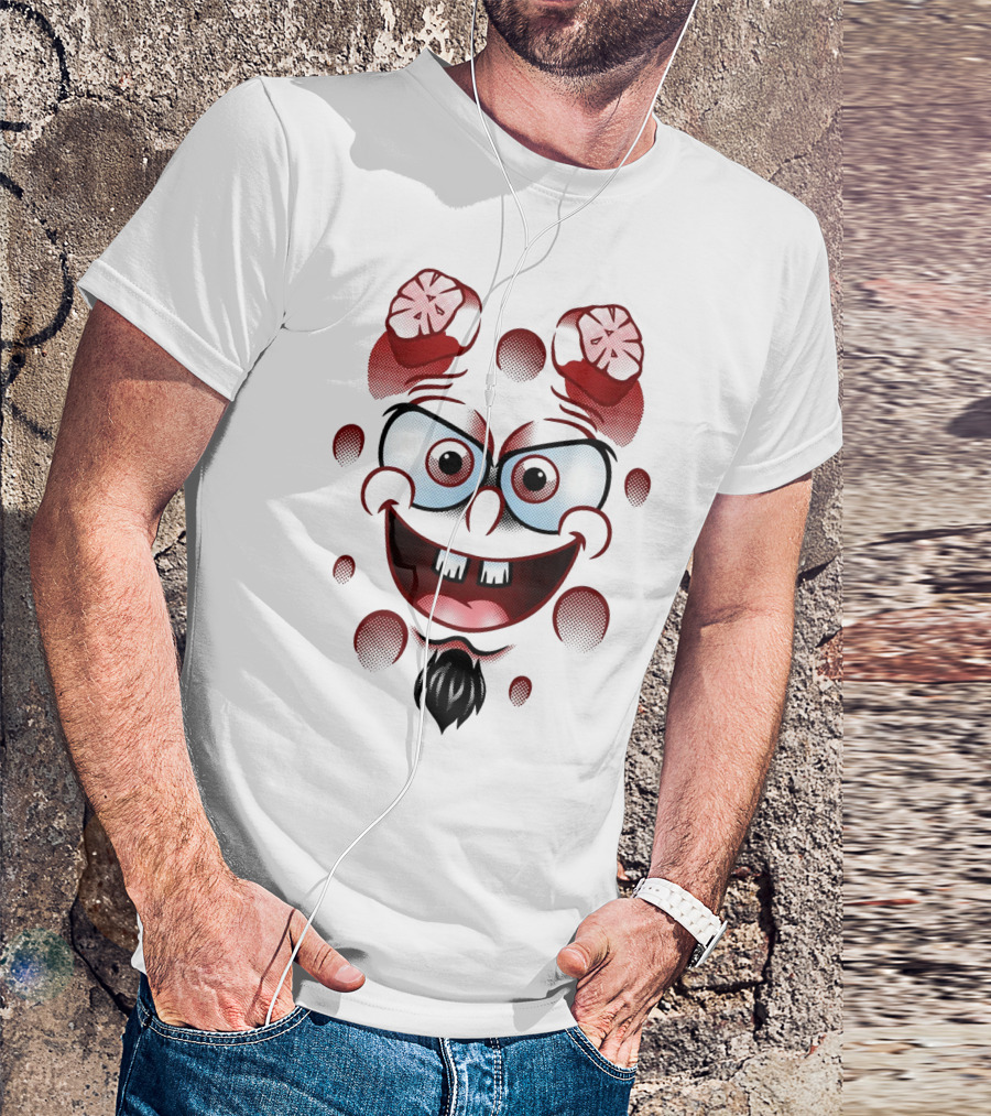 Happy Hellbob Silly Cartoon Face With Sliced Brain Elements T-Shirt