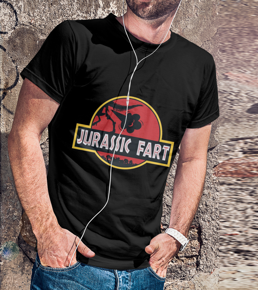 Jurassic Fart Dinosaur Logo Parody Comedy T-Shirt
