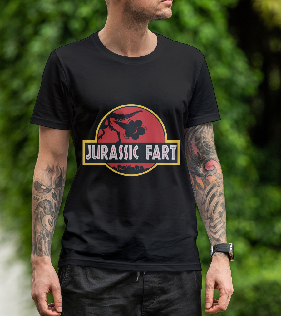 Jurassic Fart Dinosaur Logo Parody Comedy T-Shirt