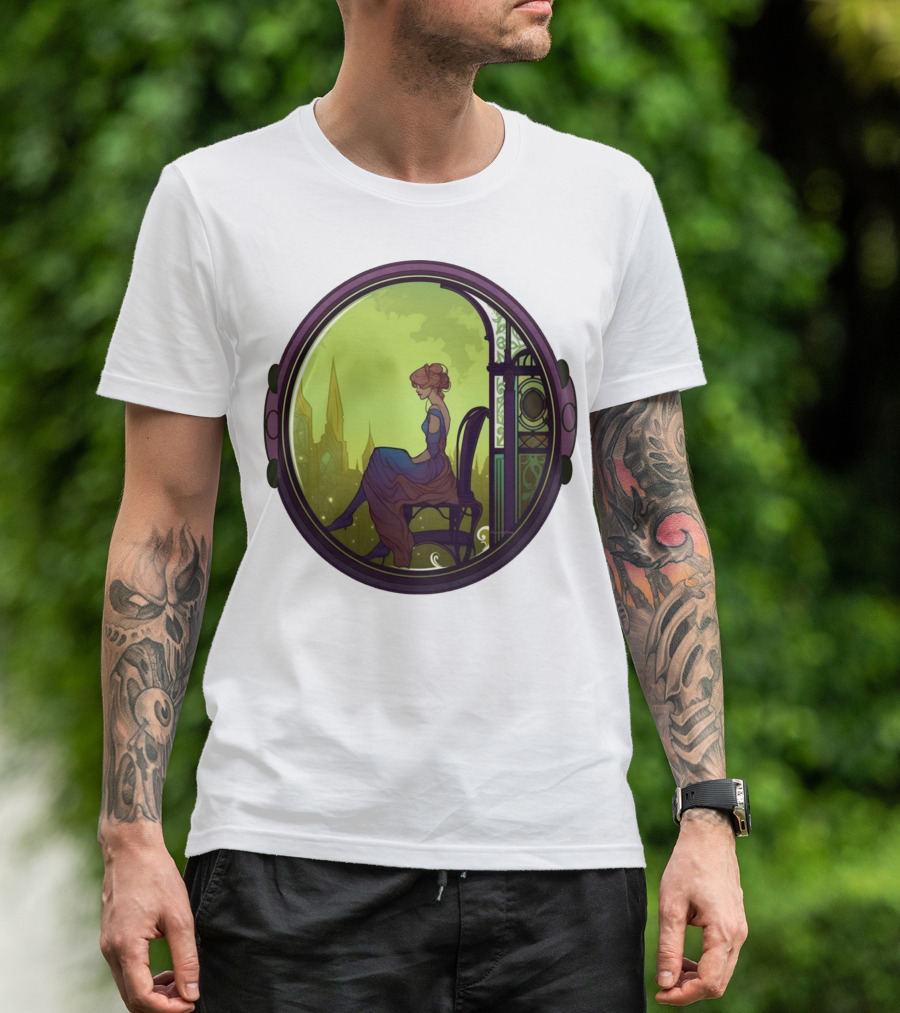 Thoughtful Rest In Tranquil Art Nouveau Serenity T-Shirt
