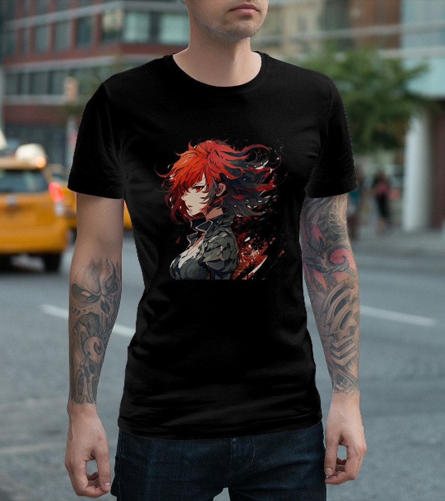 Ryuko Red Hair Anime Character Dynamic T-Shirt