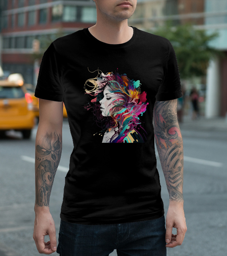 Colorful Abstract Beauty Girl Vibrant T-Shirt