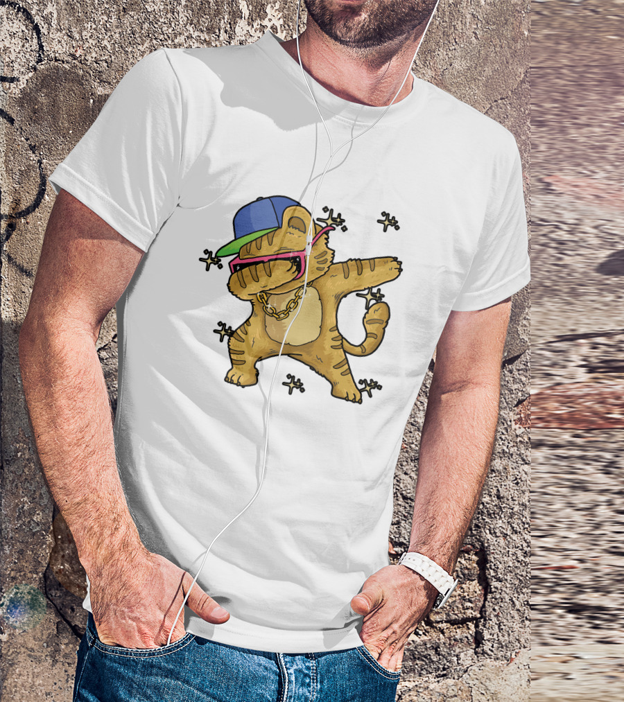 Rise Your Hand With Cat In Cap And Glasses Dabbing T-Shirt