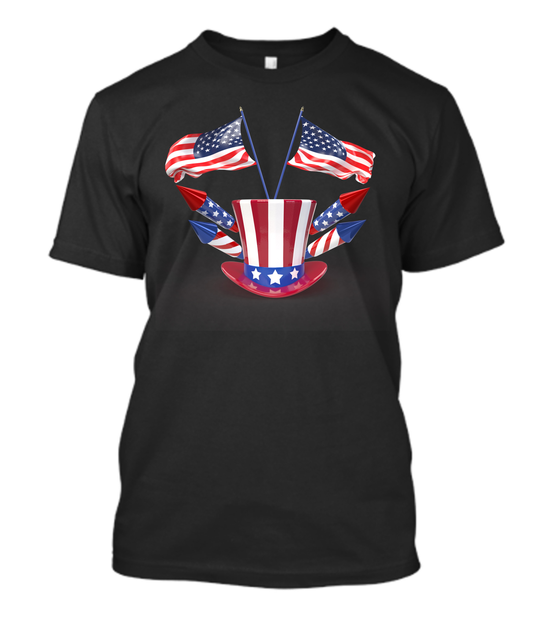July 4th Independence Day Celebration American Flags Fireworks Patriotic Hat T-Shirt