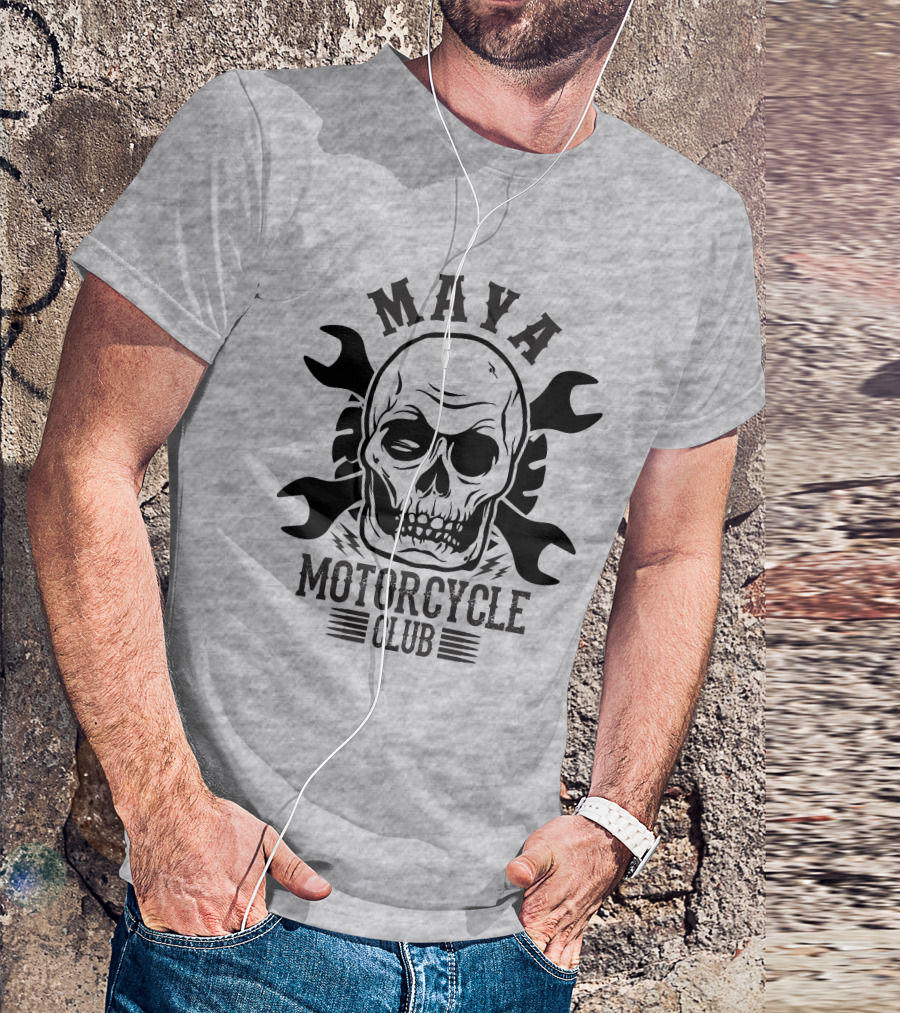 Maya Motorcycle Club Skull Wrench T-Shirt
