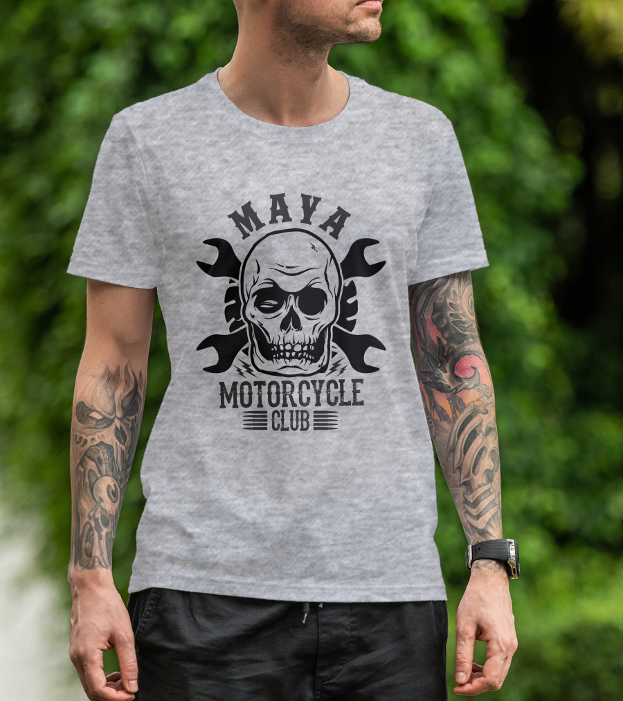 Maya Motorcycle Club Skull Wrench T-Shirt