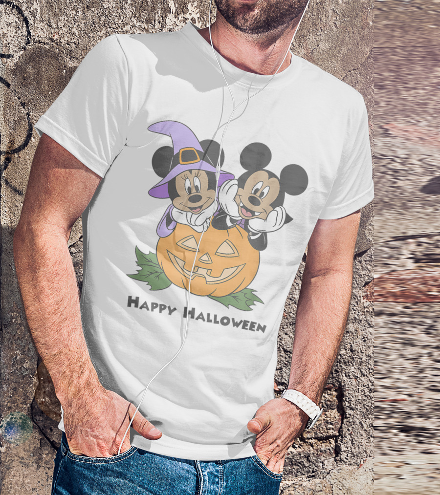 Happy Halloween Pumpkin Mickey And Minnie T-Shirt