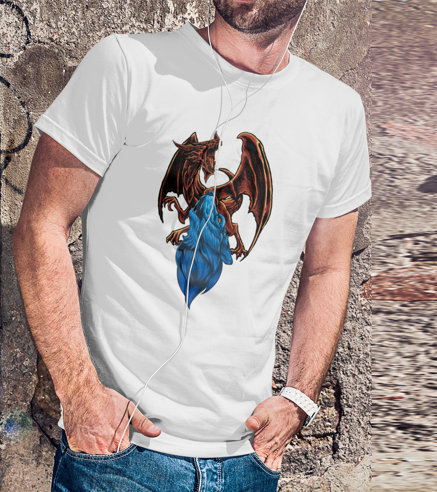 DRAGON Red And Blue Mythical Creature T-Shirt