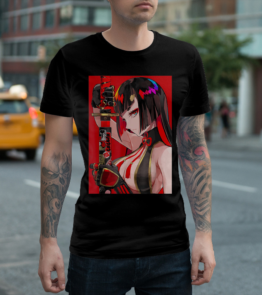 Anime Girl Japanese Aesthetic Katana Warrior Otaku T-Shirt