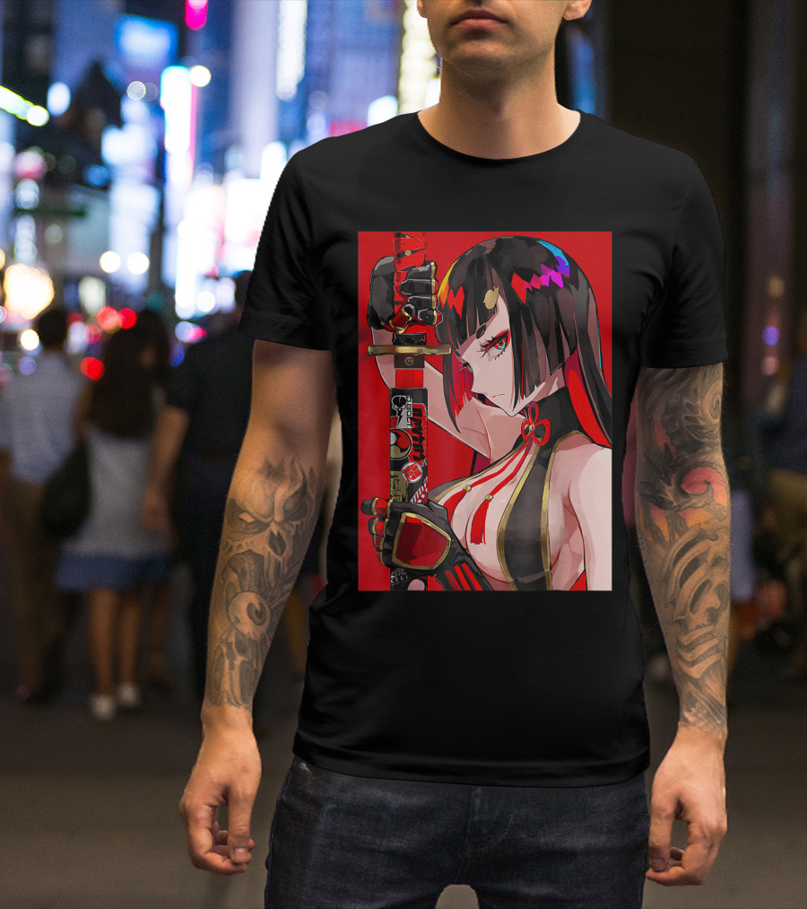 Anime Girl Japanese Aesthetic Katana Warrior Otaku T-Shirt