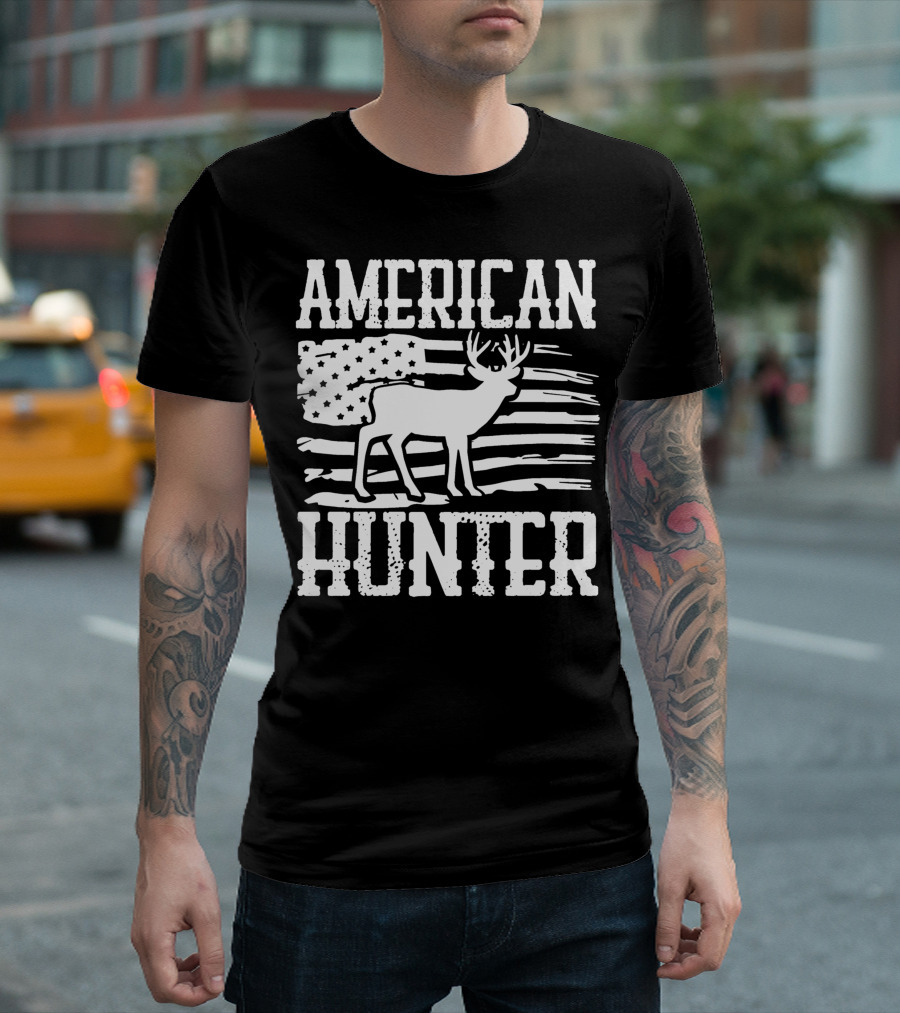 American Flag American Hunter Patriot Party Decor Usa T-Shirt
