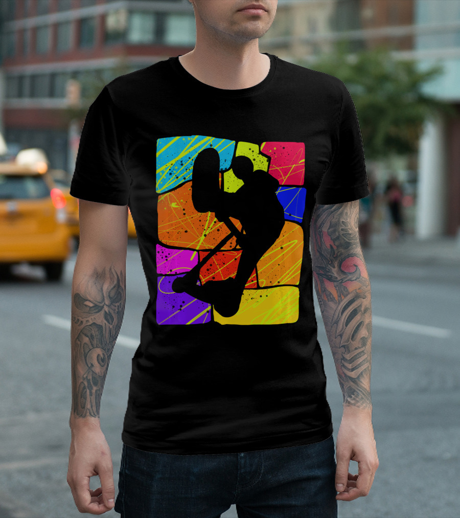Awesome Scooter Teens Colorful Silhouette Adventure T-Shirt