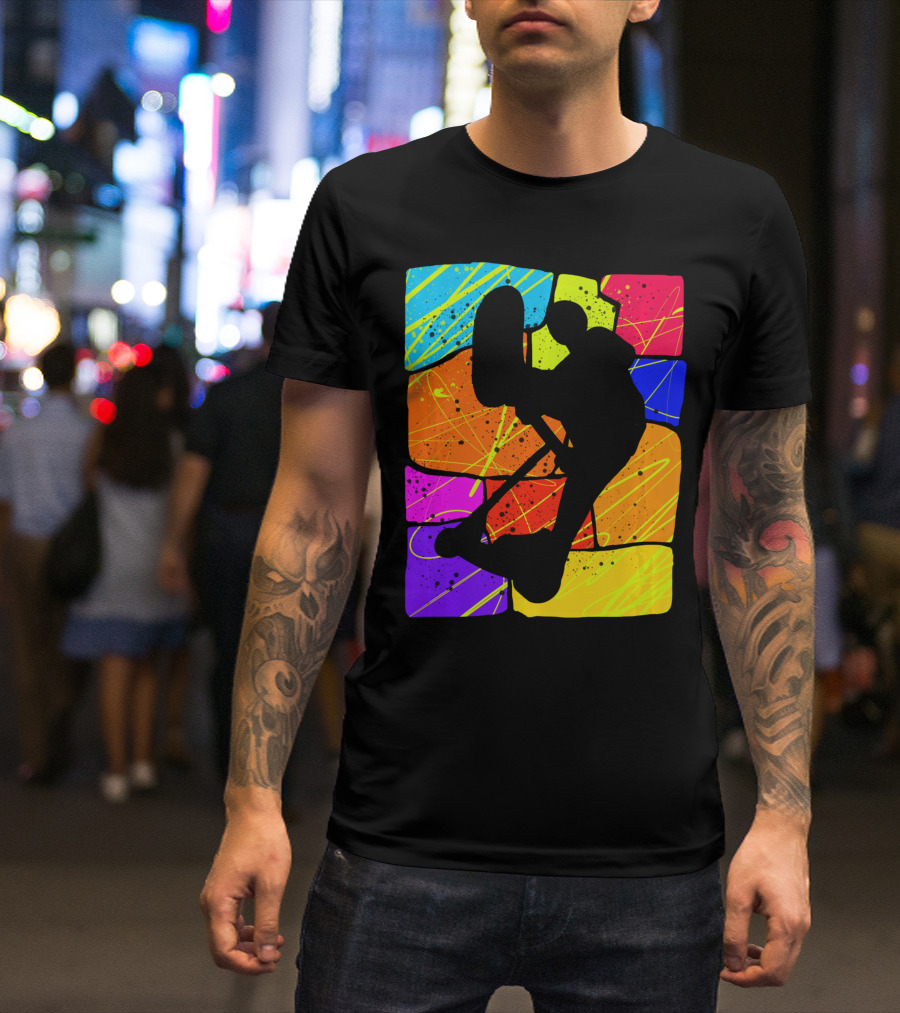Awesome Scooter Teens Colorful Silhouette Adventure T-Shirt