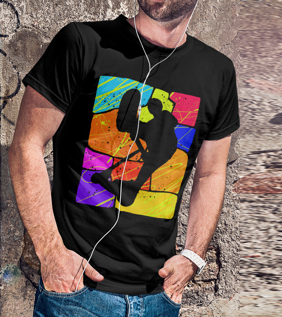 Awesome Scooter Teens Colorful Silhouette Adventure T-Shirt