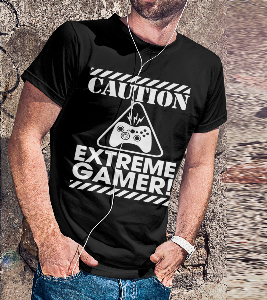 Caution Extreme Gamer Controller Warning T-Shirt