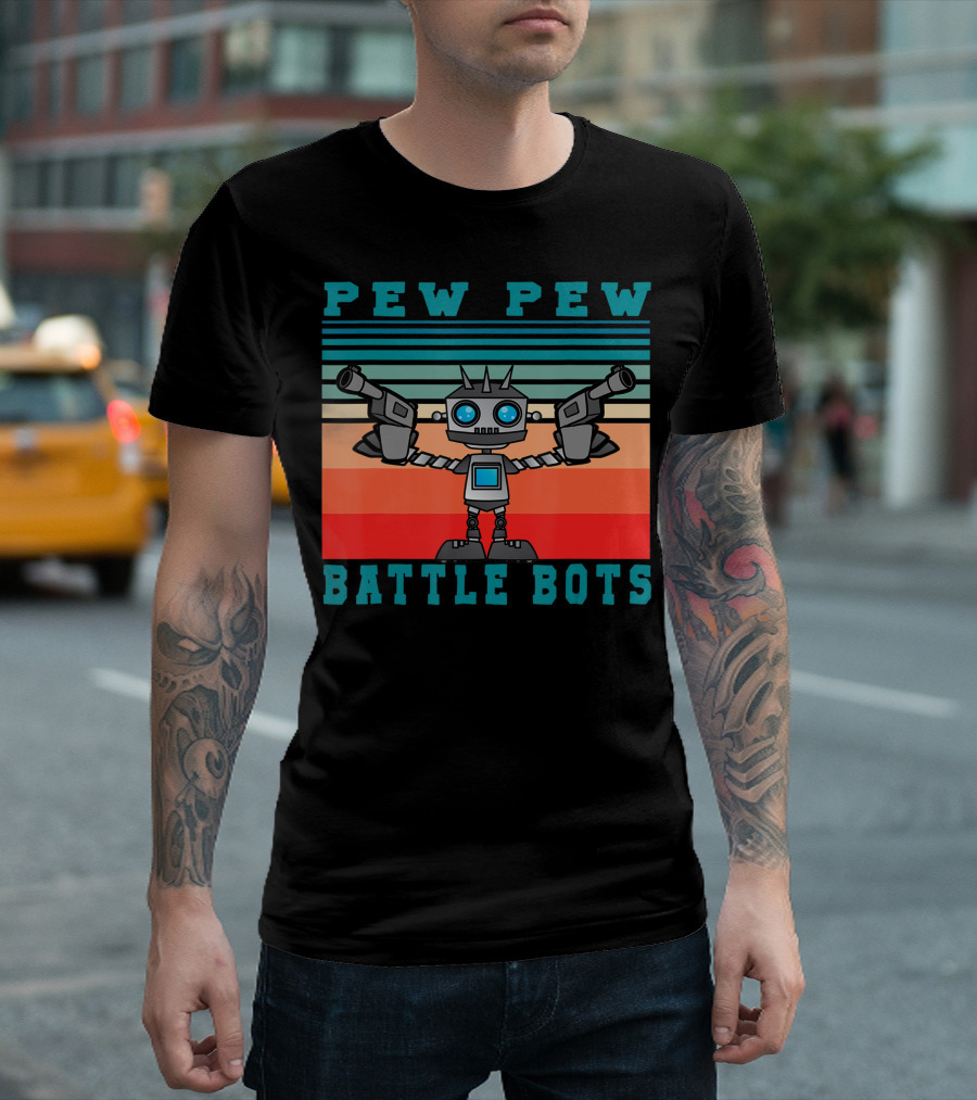 Pew Pew Battle Bots Robot Fighting Combat T-Shirt