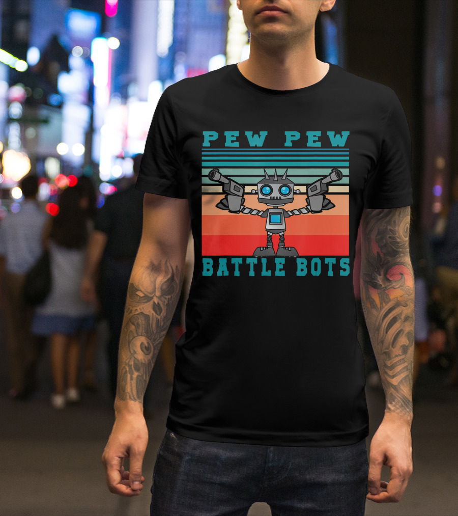 Pew Pew Battle Bots Robot Fighting Combat T-Shirt