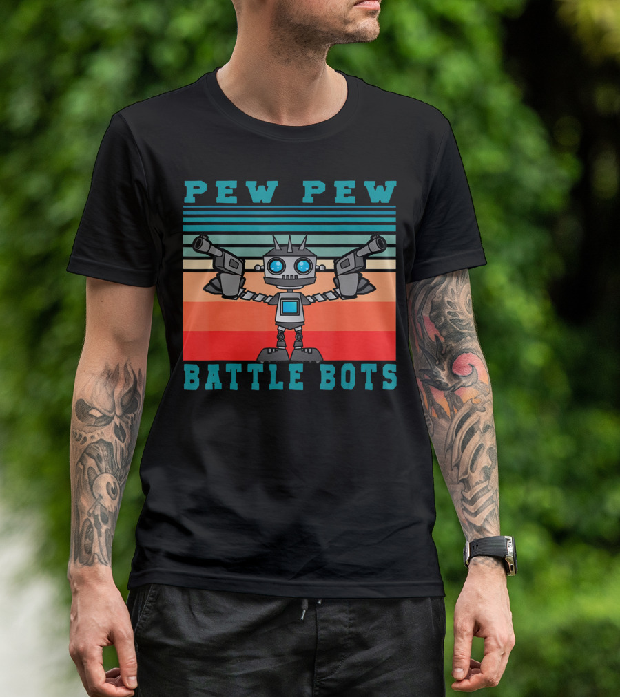 Pew Pew Battle Bots Robot Fighting Combat T-Shirt
