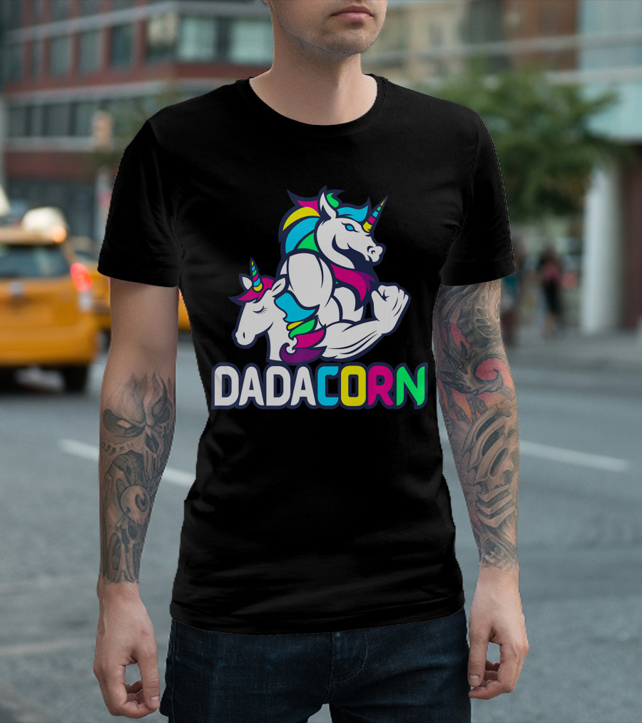 Dadacorn Unicorn Dad Muscle Rainbow Magic T-Shirt