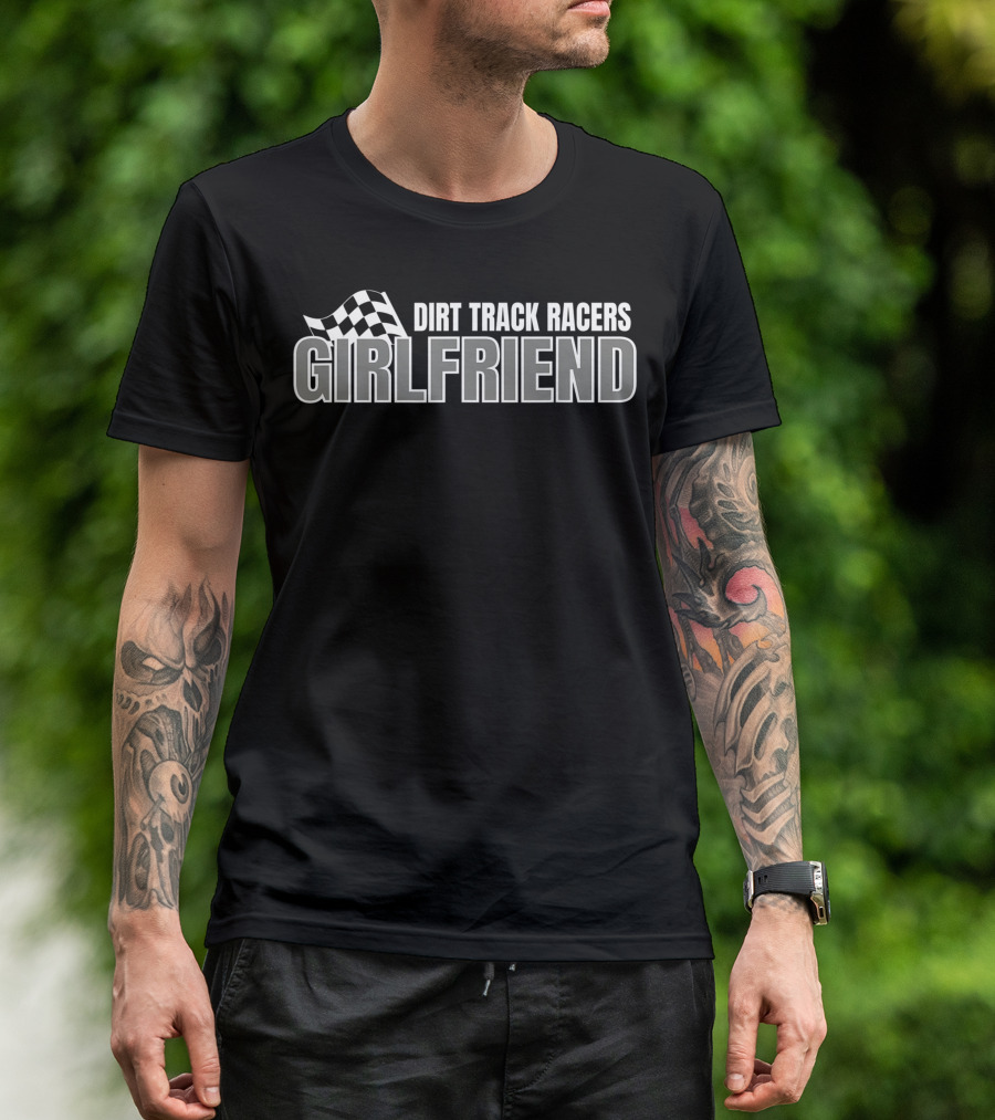 Dirt Track Racers Girlfriend Checkered Flag T-Shirt