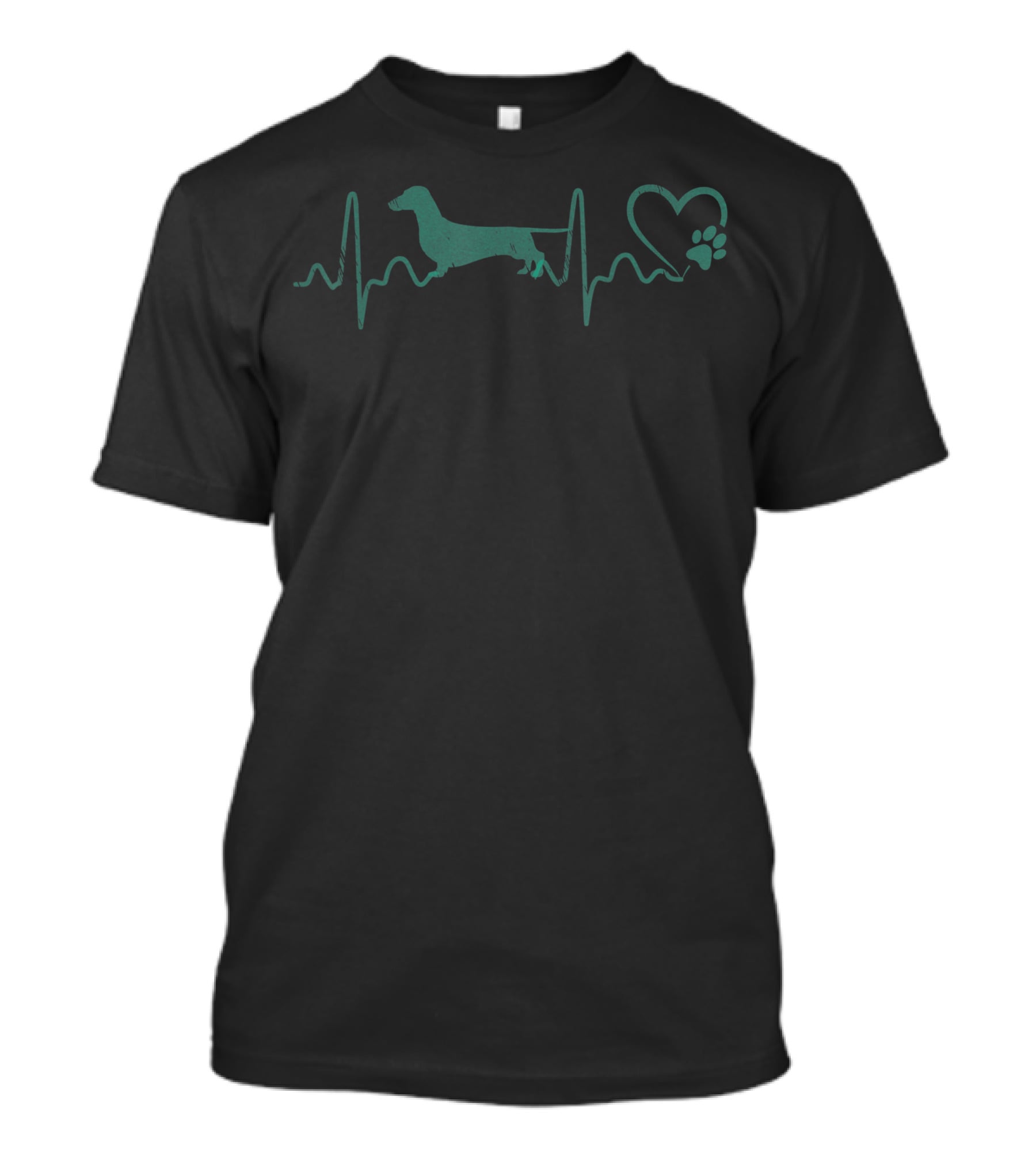 Dogs 365 Heartbeat Dachshund Animal Rescue Lifeline With Heart And Paw Prints T-Shirt