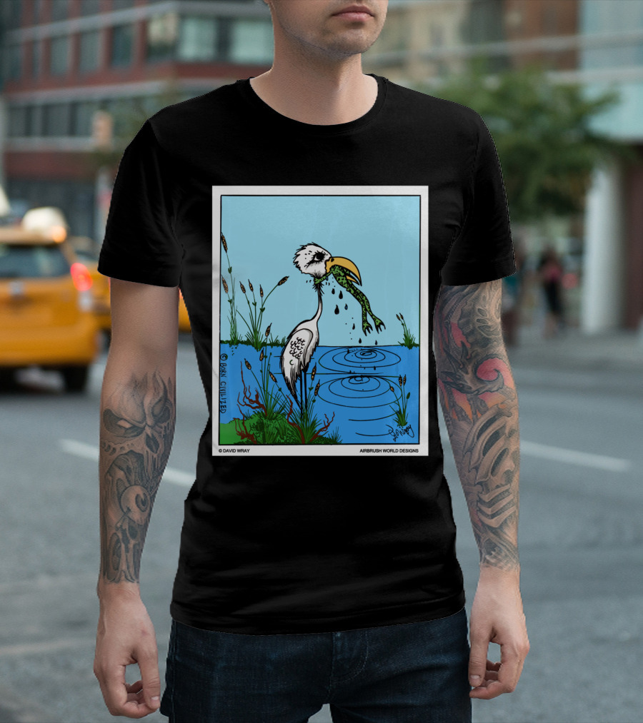 Dont Give Up Frog Bird Inspirational Cartoon By Airbrush World T-Shirt