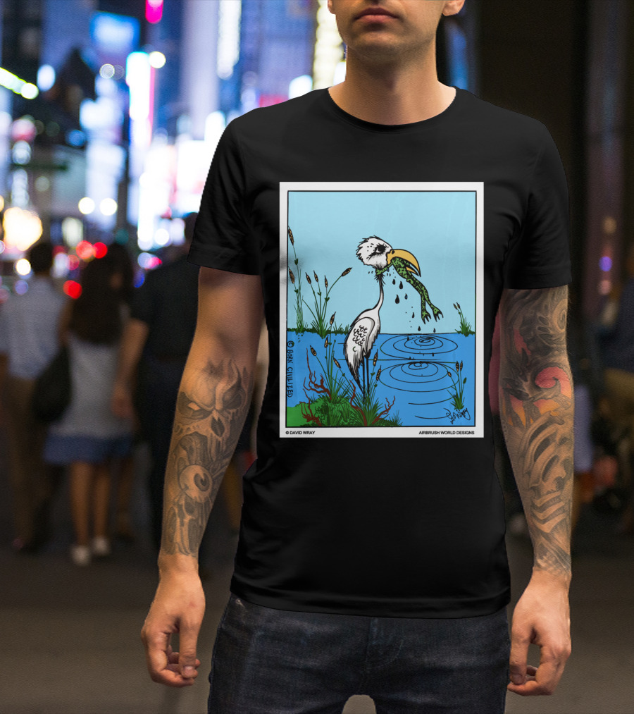 Dont Give Up Frog Bird Inspirational Cartoon By Airbrush World T-Shirt