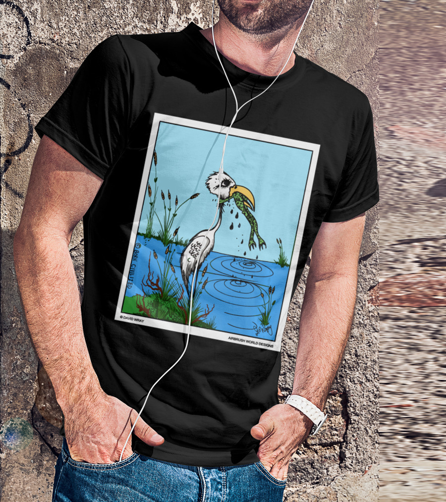 Dont Give Up Frog Bird Inspirational Cartoon By Airbrush World T-Shirt