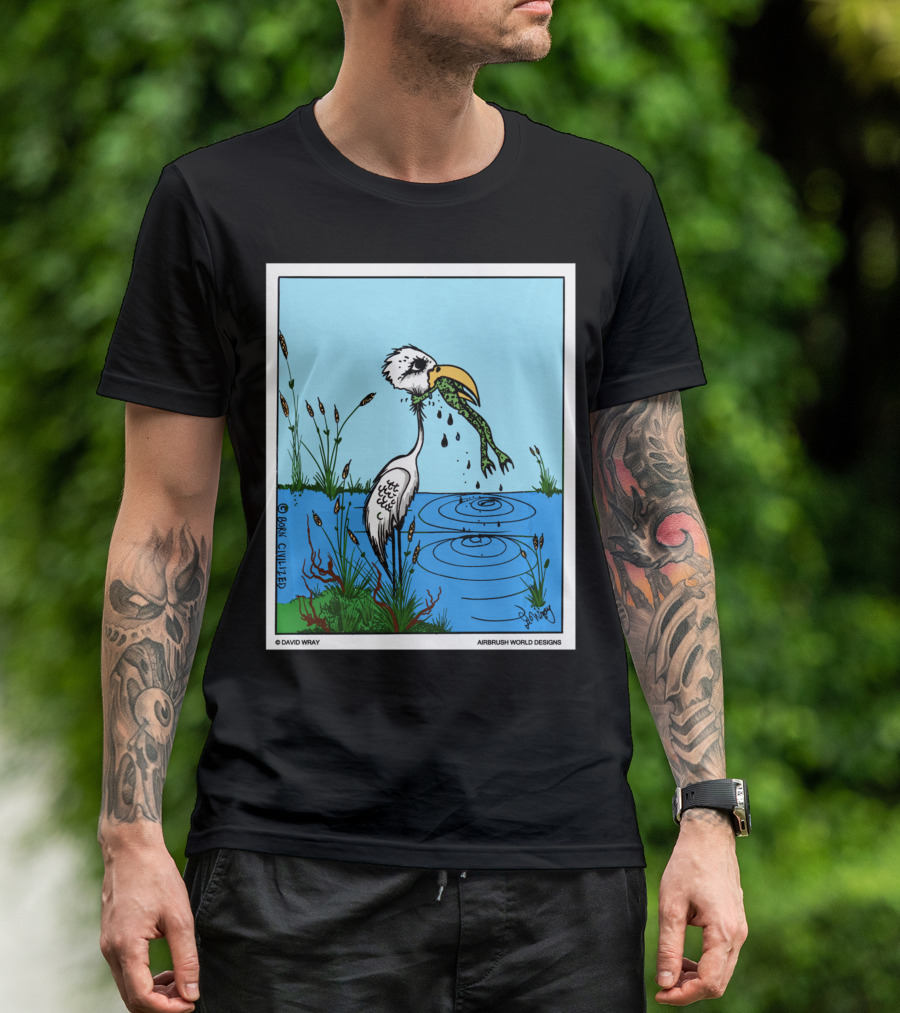 Dont Give Up Frog Bird Inspirational Cartoon By Airbrush World T-Shirt